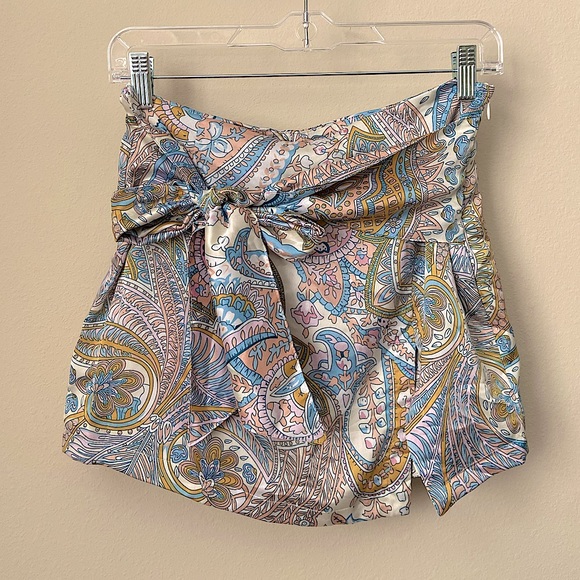 Skirts Paisley Satin Mini Skirt With Hidden Shorts Size Small Poshmark